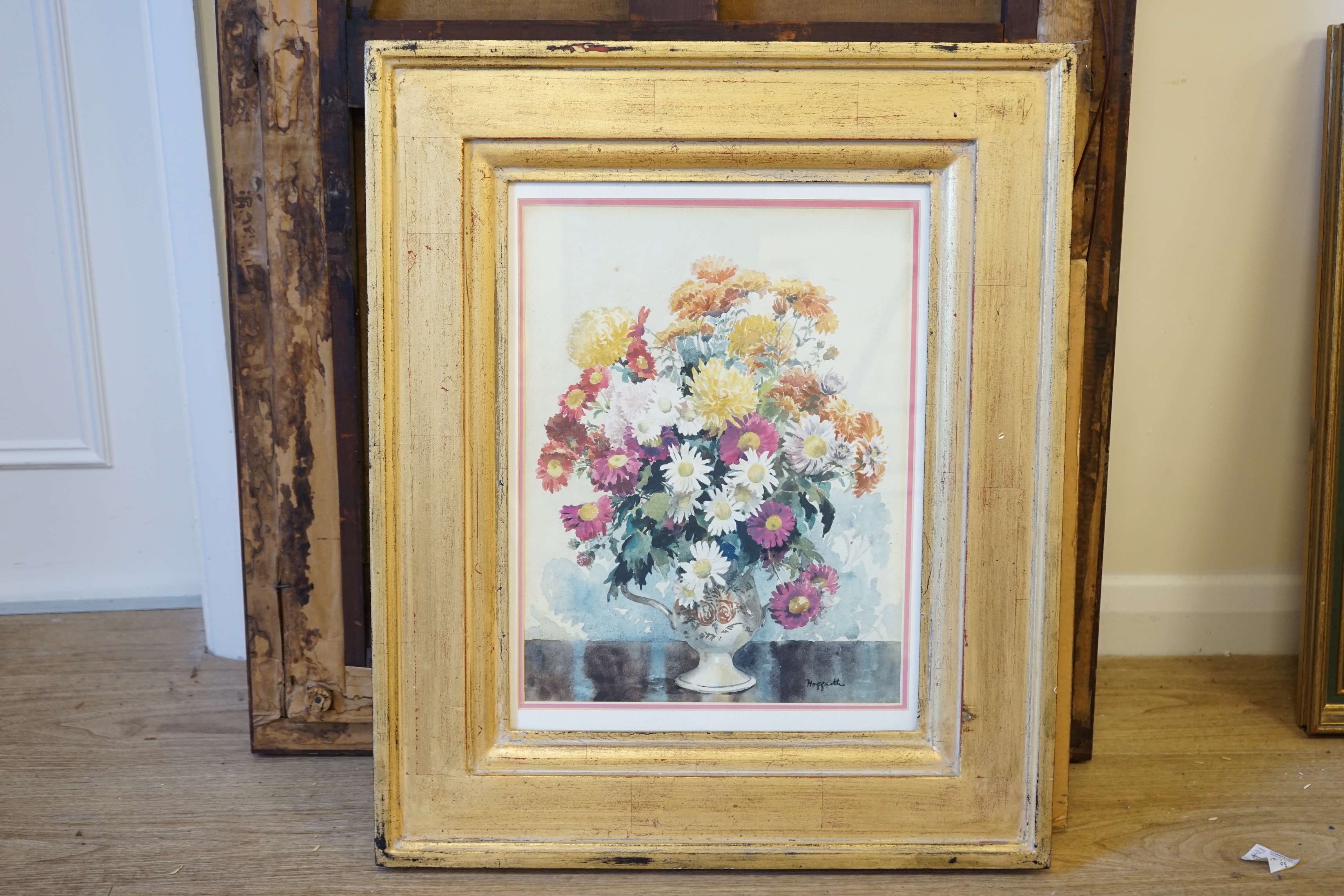 Hoggarth (20th. C), watercolour, Still life of flowers in a vase, signed, 39 x 30cm